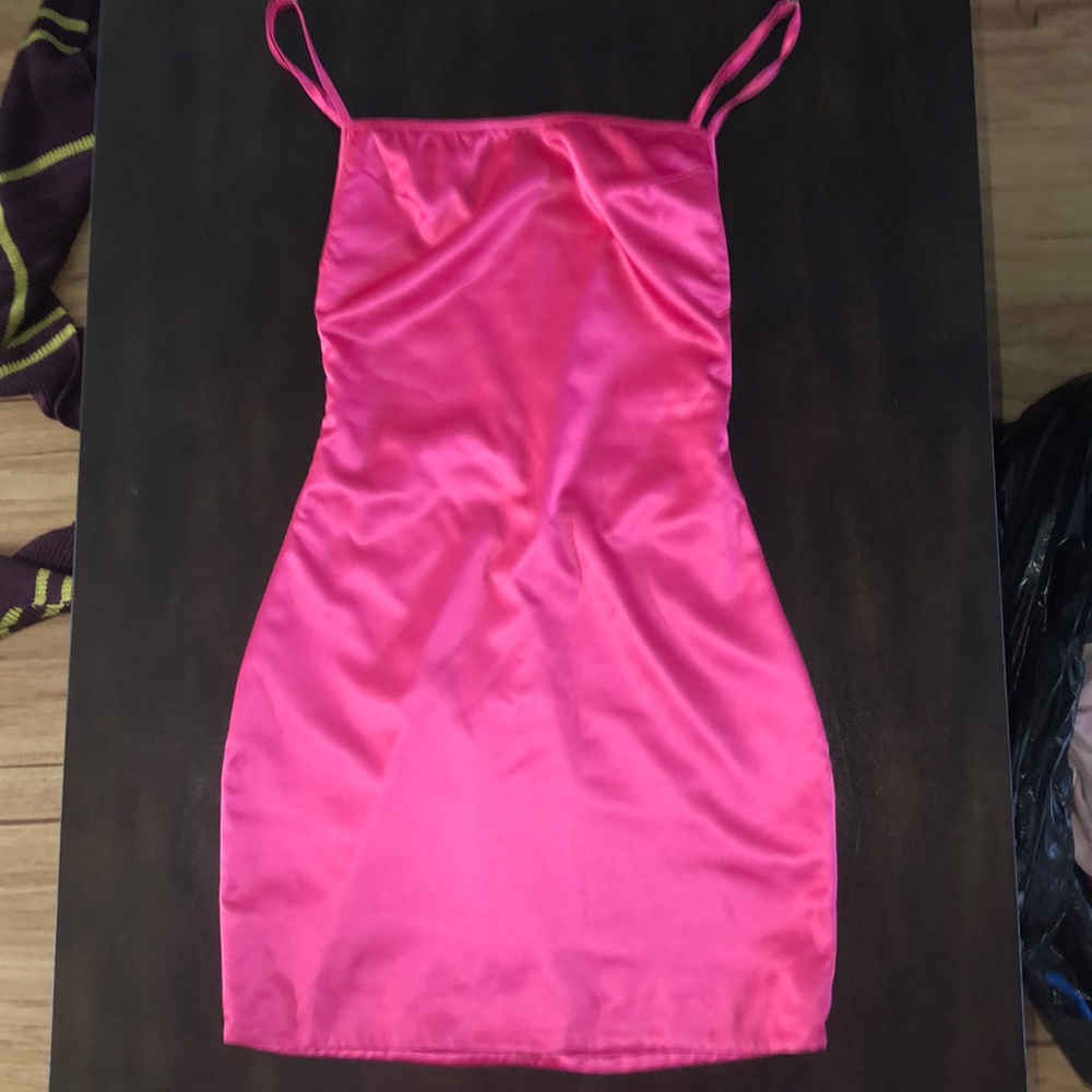 Oh Polly Hot Pink Satin Dress